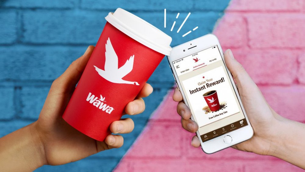 Wawa coffee and app with coupon for free coffee