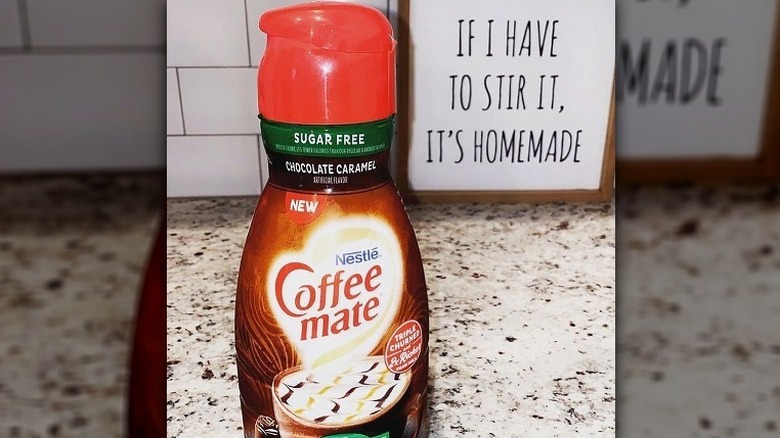 Coffee Mate sugar free chocolate caramel on counter