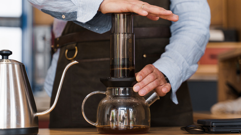 Aeropress being used