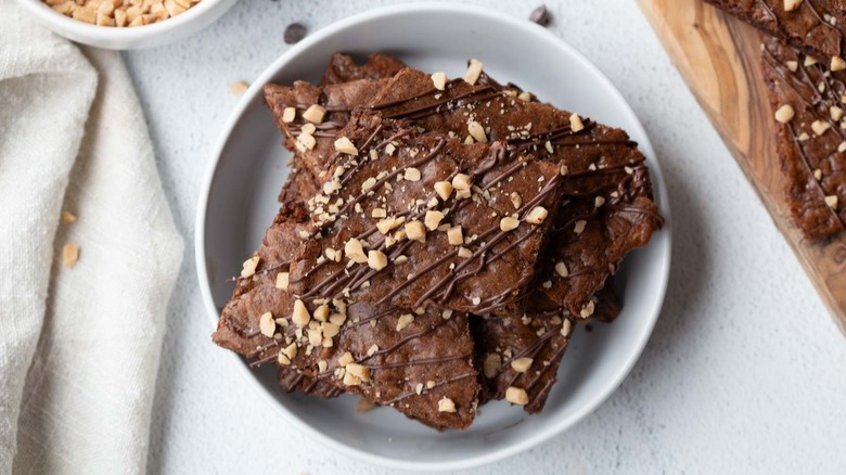 brownie brittle topped with toffee pieces