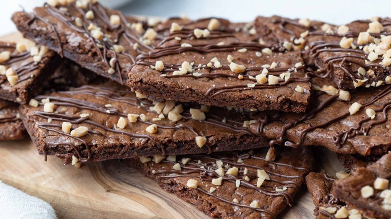 brownie brittle topped with toffee pieces