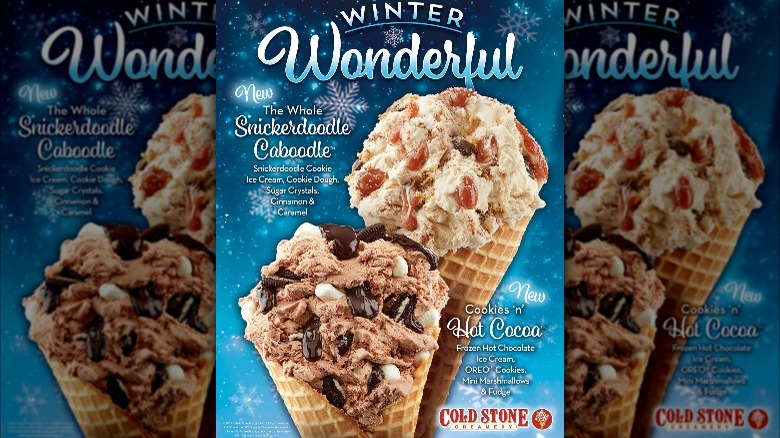 Cold Stone Creamery's hot cocoa and snickerdoodle ice cream