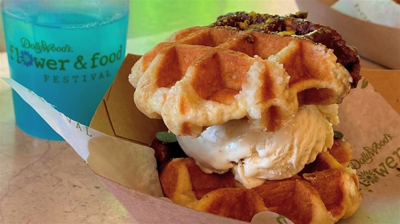 Dollywood waffle ice cream sandwich 