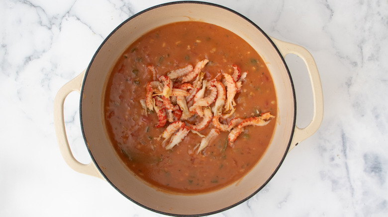 Etouffee with crawfish in pot