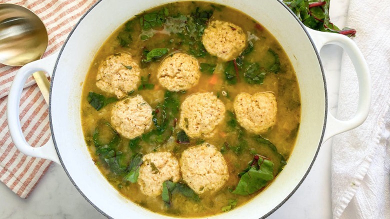 matzo ball soup in pot