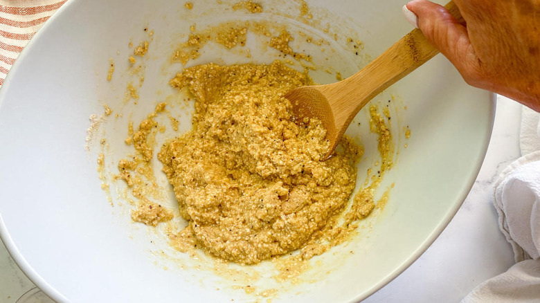 Matzo ball dough being mixed