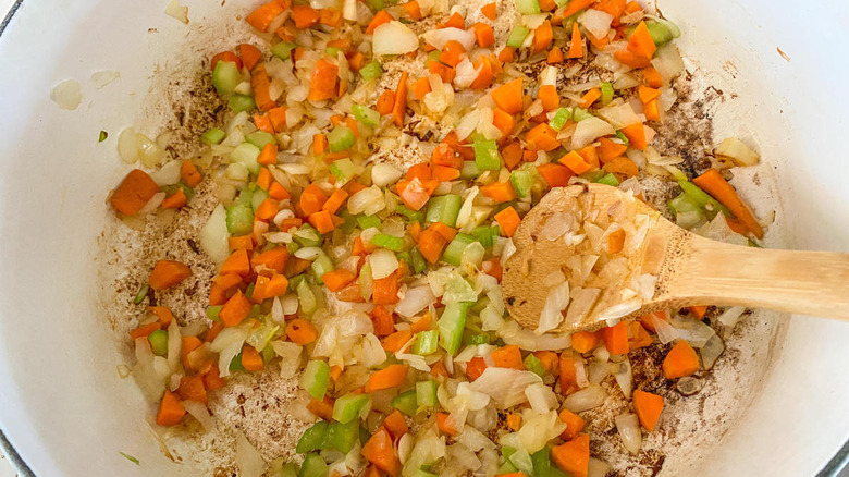 veggies in pan