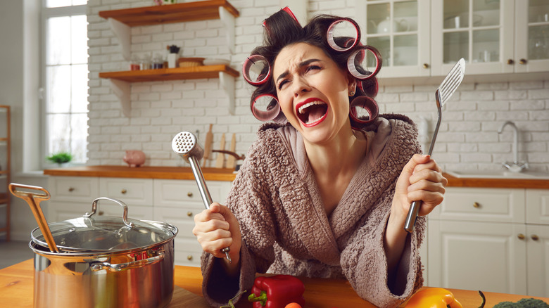 stressed woman in the kitchen