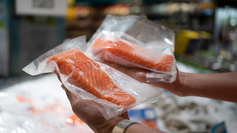 vacuum packaged salmon