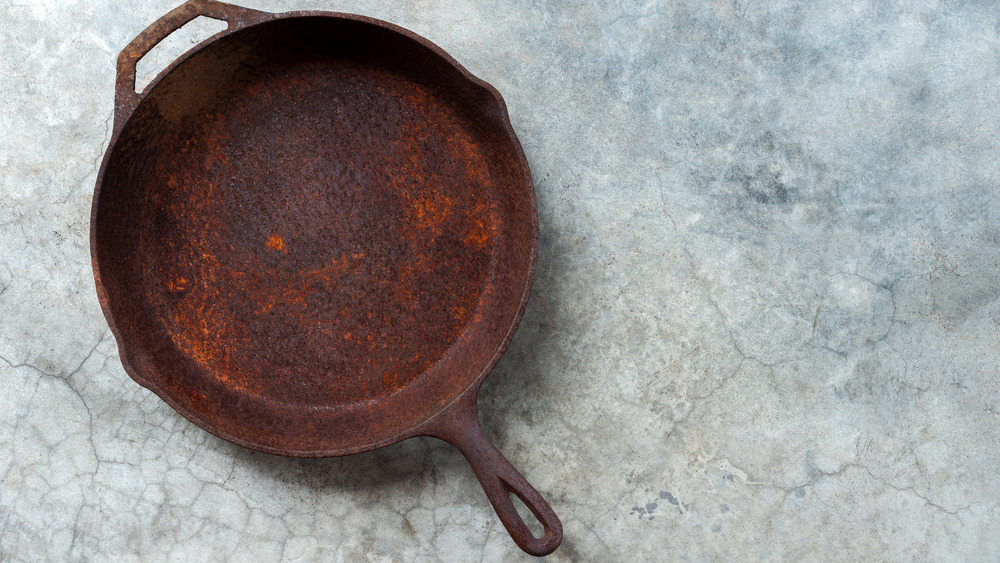 Rusty cast iron skillet