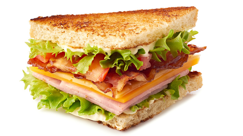Sandwich layered with different ingredients 