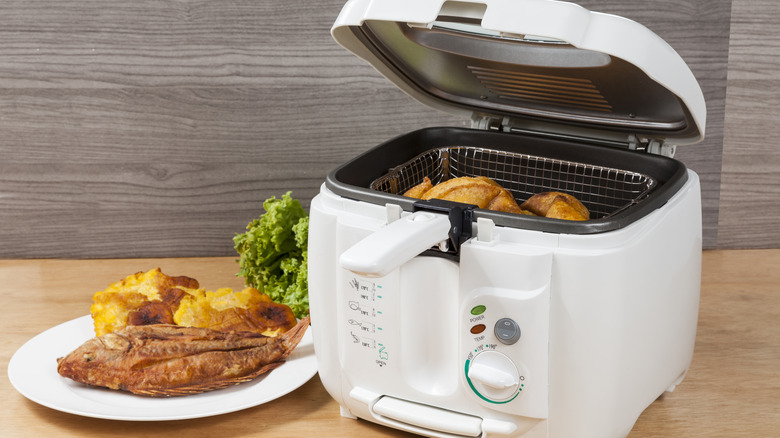 deep fryer on counter