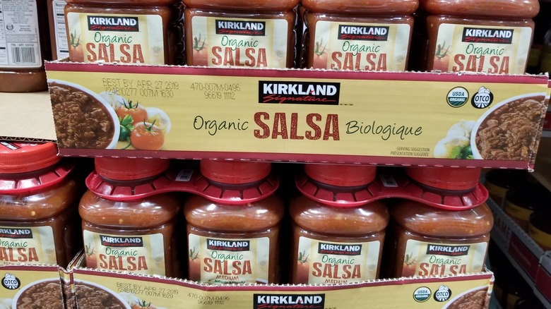 Kirkland salsa jars on shelf