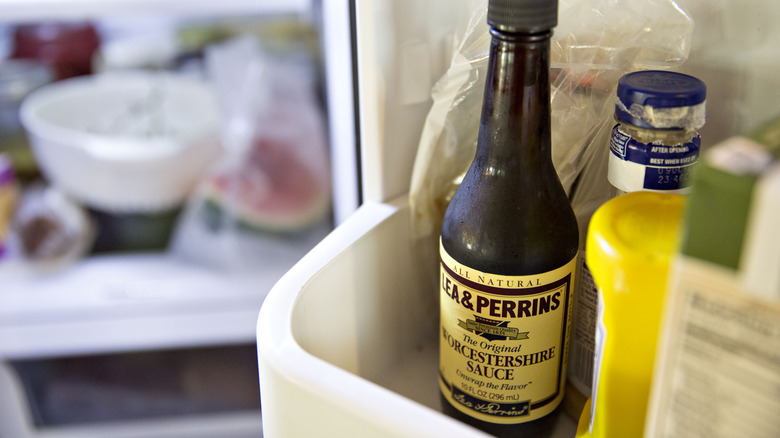 worcestershire sauce in fridge door