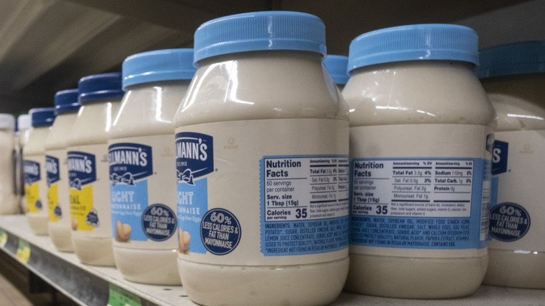 Hellmann's mayonnaise on shelf