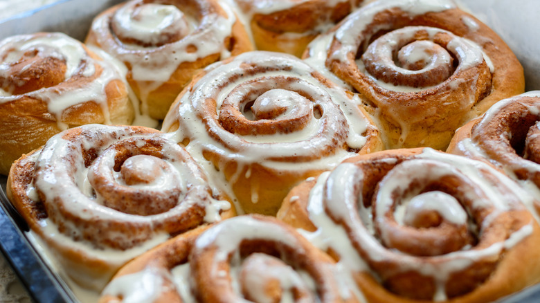 tray of cinnamon rolls