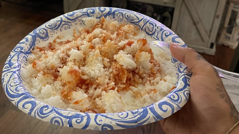 White rice with ketchup