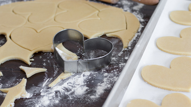 sugar cookie dough being cut