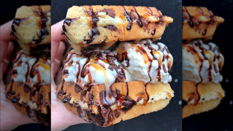 Cookie waffle ice cream sandwich