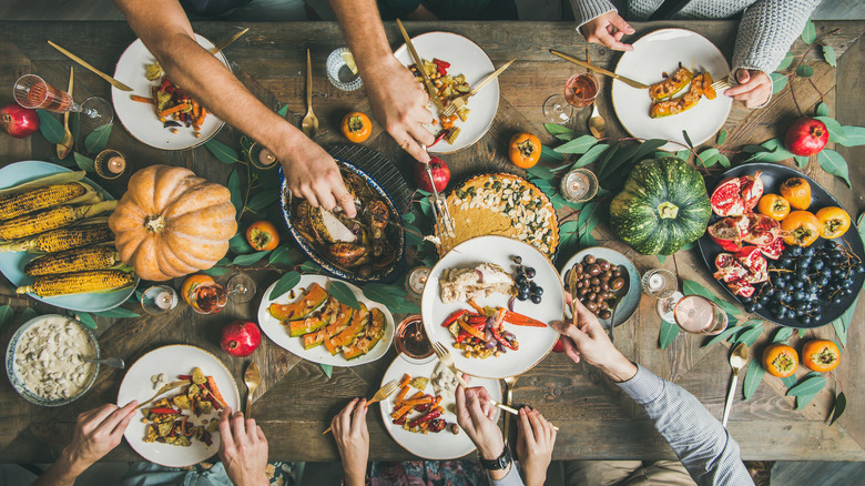 Plentiful Thanksgiving feast table