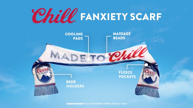 breakdown of Coors light "chill fanxiety" scarf