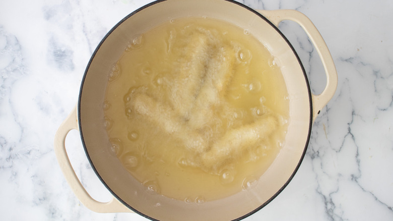 frying chicken fries in oil