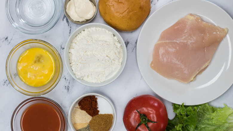 ingredients for a Copycat Burger King Spicy Crispy Chicken Sandwich