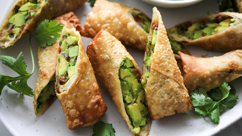 egg rolls with avocado filling