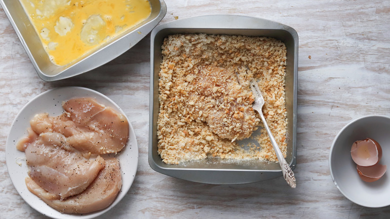 chicken coated in panko breading