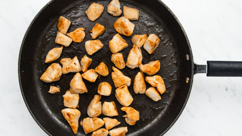 cooked chicken in pan