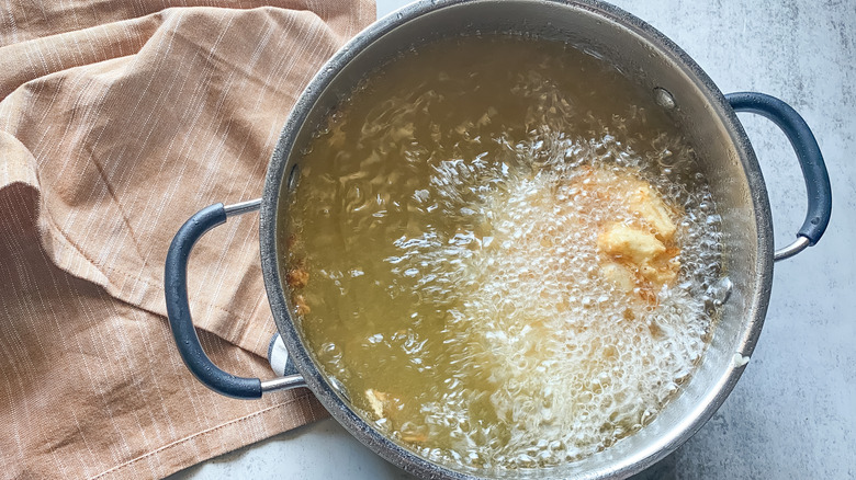 onion frying in oil