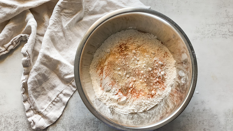 dry batter ingredients in bowl