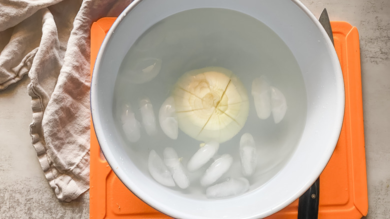 onion in bowl of water