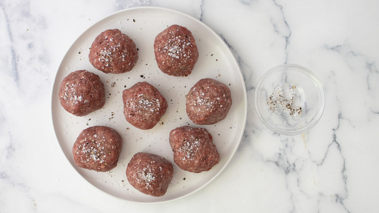 balls of seasoned hamburger meat