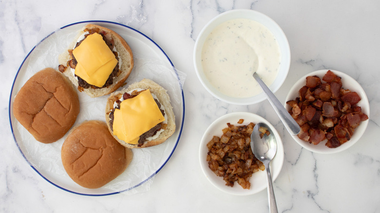 open-face cheeseburger sliders