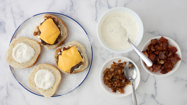 open-face cheeseburger sliders