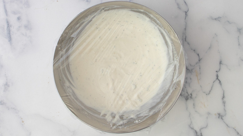 ranch dressing in wrapped bowl