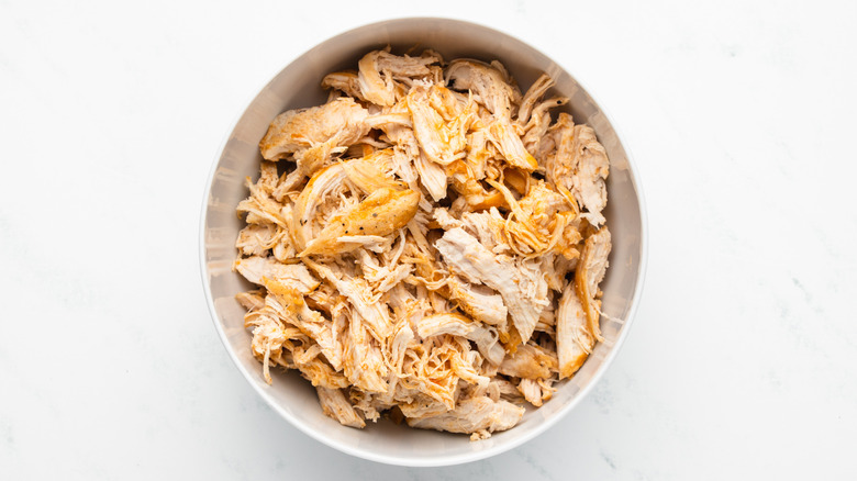 shredded chicken in bowl