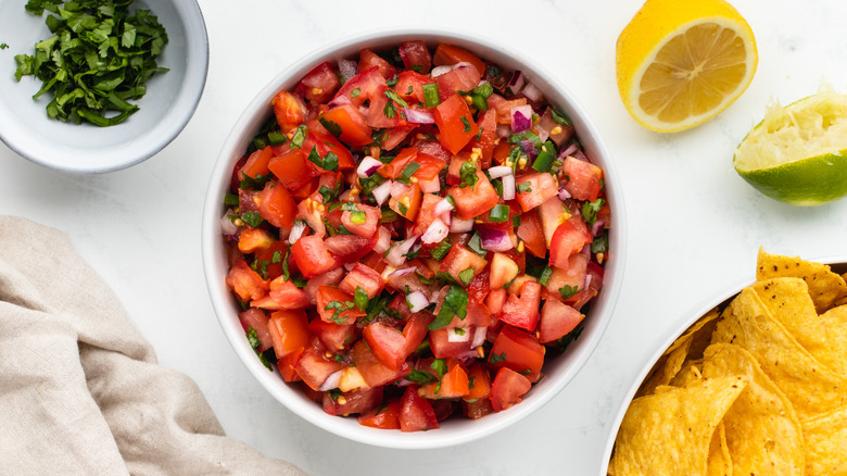 Tomato salsa served in a bowl