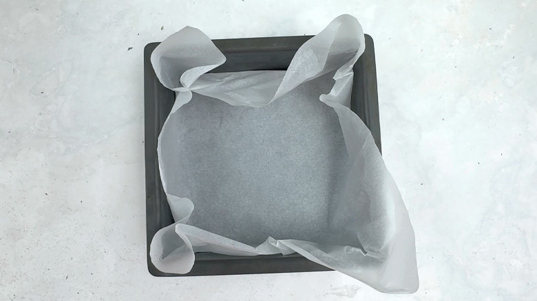 pan lined with parchment paper