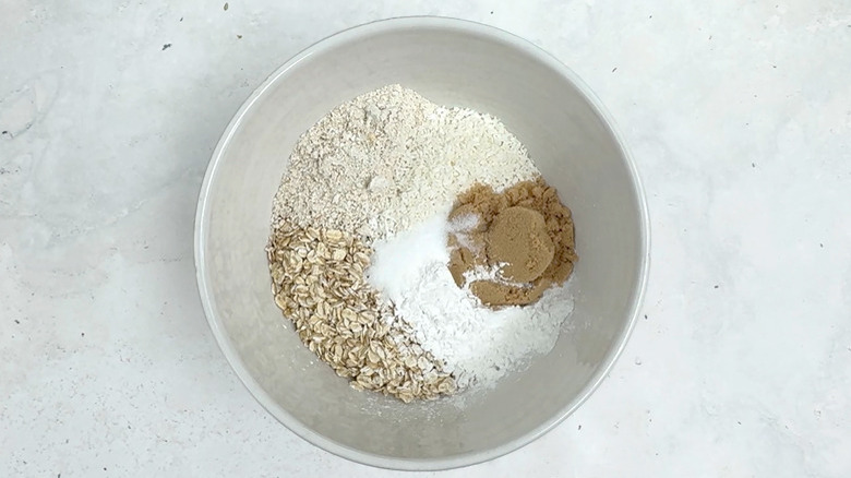 oat, sugar, tapioca flour, salt in bowl