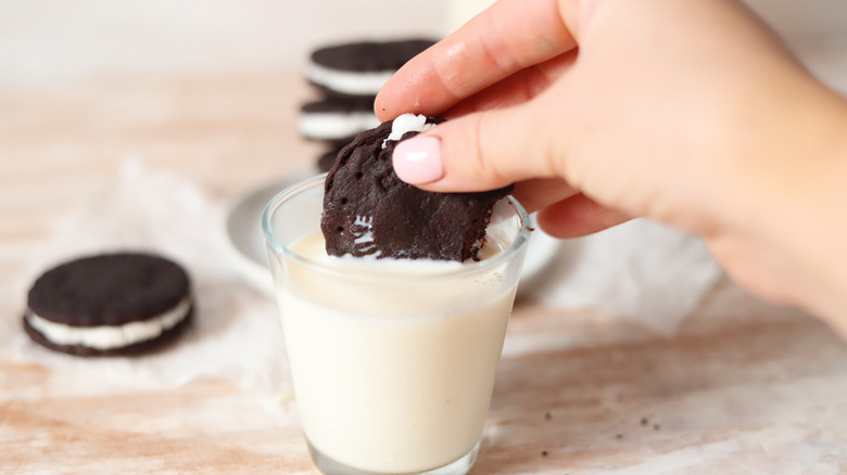 Oreo dunked in milk