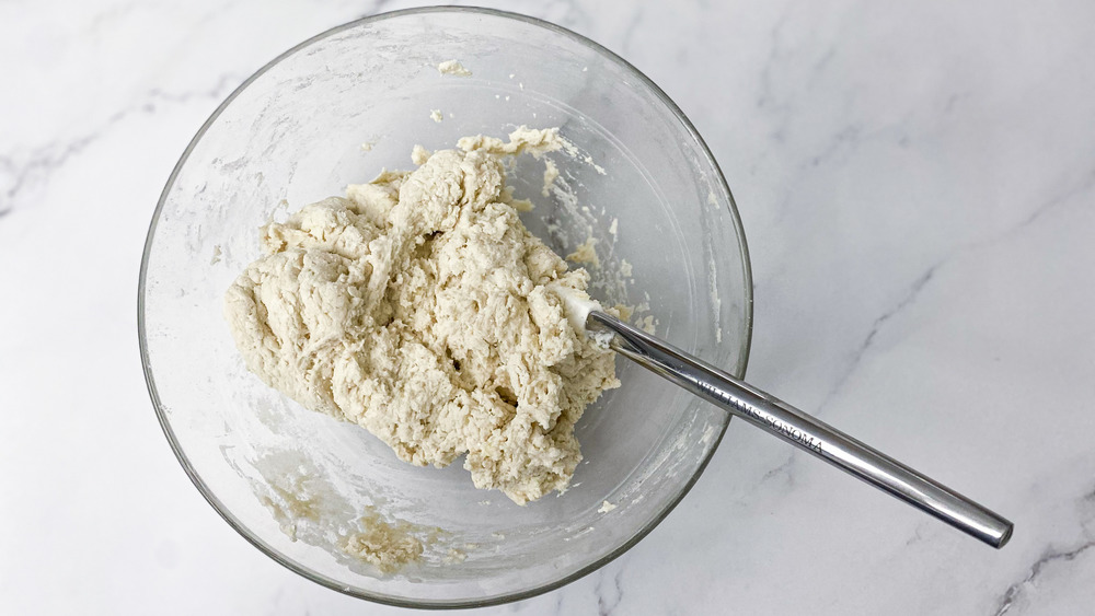 biscuit ingredients mixed in bowl