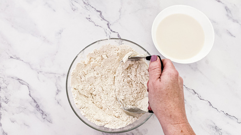 dumpling dough in a bowl 