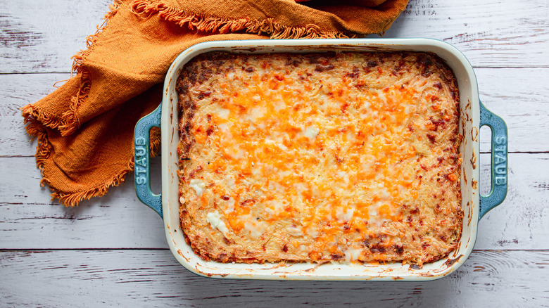 casserole served with orange napkin