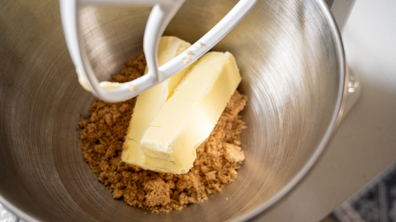 butter and sugar in stand mixer