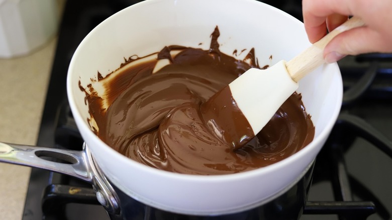 Melted chocolate in a pot