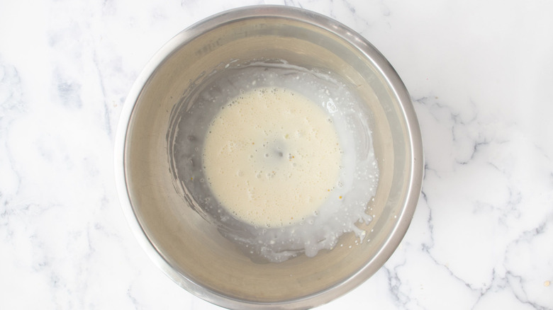 White liquid in bowl