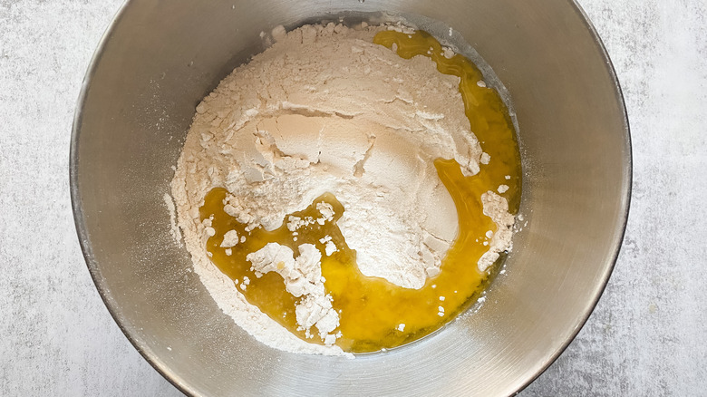 Dough ingredients in mixing bowl 