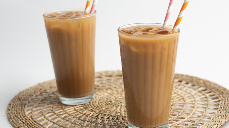 Two glasses of iced coffee